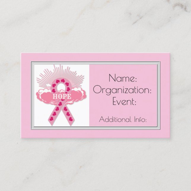 Hope Pink Ribbon Business Card (Front)