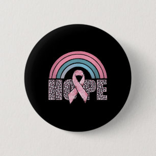 Hope Pink Ribbon Leopard Breast Cancer Awareness W 6 Cm Round Badge