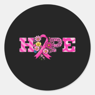 Hope Pink Ribbon Leopard Breast Cancer Awareness W Classic Round Sticker