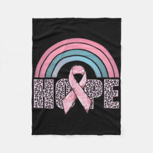 Hope Pink Ribbon Leopard Breast Cancer Awareness W Fleece Blanket