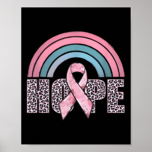 Hope Pink Ribbon Leopard Breast Cancer Awareness W Poster