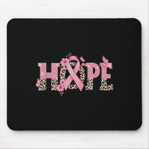 Hope Pink Ribbon Leopard Print Flowers Mouse Pad