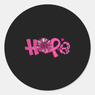 Hope Pink Ribbon Leopard Sunflower Breast Cancer A Classic Round Sticker