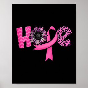 Hope Pink Ribbon Leopard Sunflower Breast Cancer A Poster