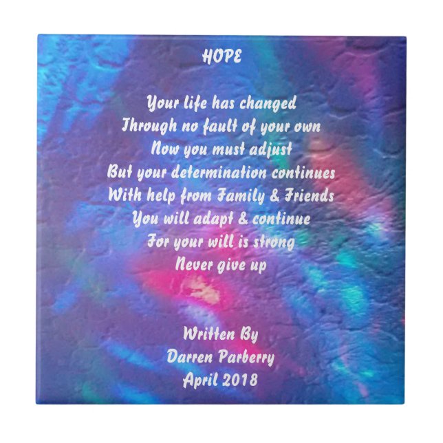 "Hope" poem - Ceramic Tile (Front)