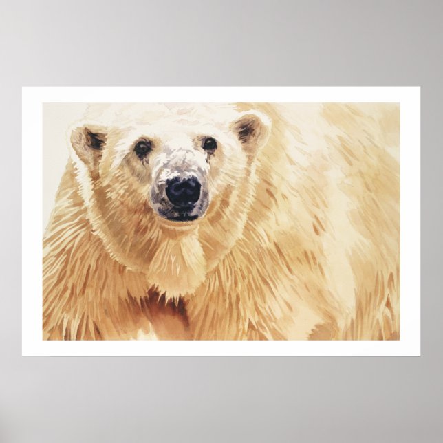 "Hope" Polar Bear Wildlife Watercolor Art Poster (Front)
