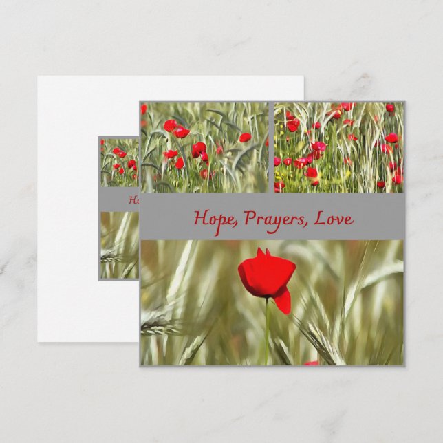 Hope Prayers Love Bereavement Card With Poppy (Front/Back)