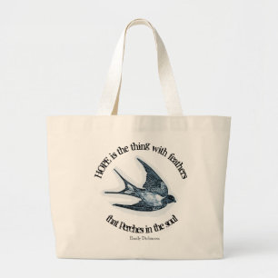 "Hope" print with Emily Dickinson quote Large Tote Bag