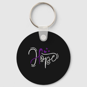 Hope Purple Ribbon Awareness Addiction Recovery Key Ring