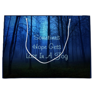 Hope quote life forest fog background large gift bag