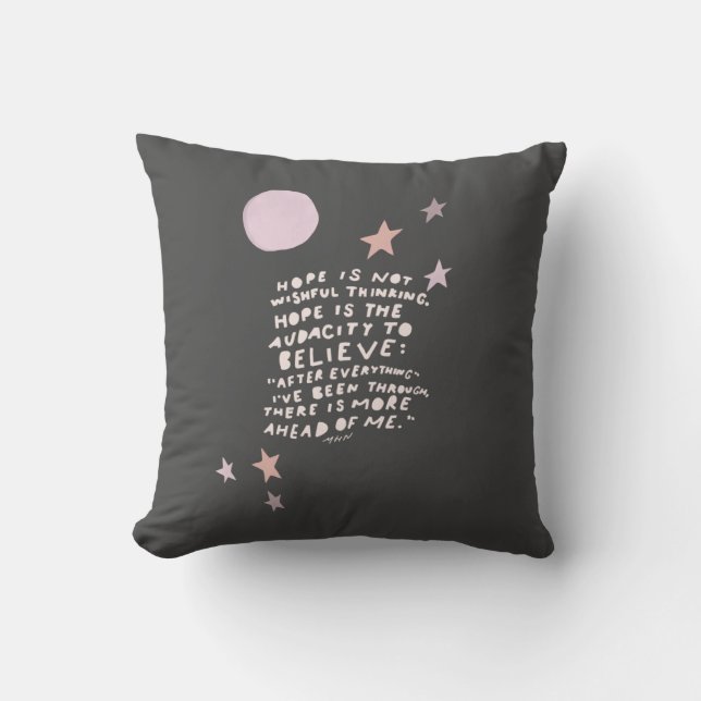 Hope quote - purple and pink moon and stars cushion (Front)