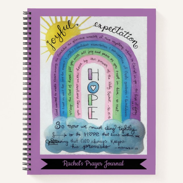 Hope Rainbow Scripture Personalised Prayer Journal (Front)