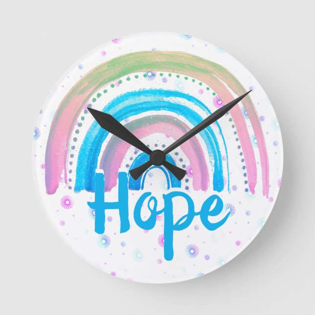 Hope Rainbow With Spirals  Round Clock (Front)