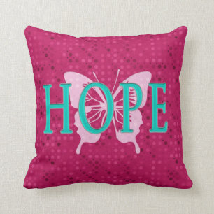 Hope Raspberry Pillow with polka dots & butterfly