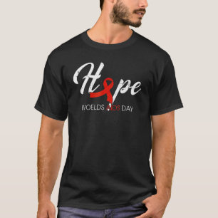Hope Red Ribbon Hiv Aids Awareness Month Warriors T-Shirt