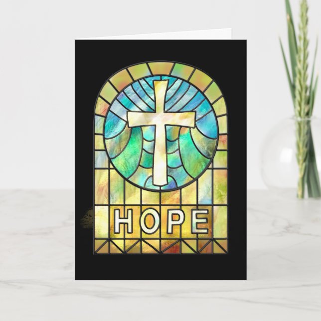 HOPE Stained Glass Window with Cross  Card (Front)