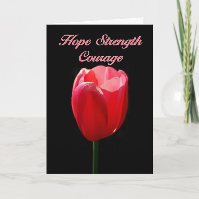 Hope Strength Courage Parkinson's Red Tulip Card (Front)