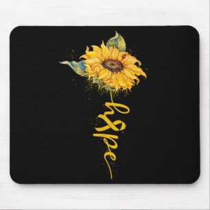 Hope Sunflower Yellow Ribbon Childhood Cancer Awar Mouse Pad