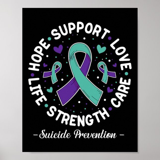 Hope Support Love Life Suicide Prevention Awarenes Poster (Front)