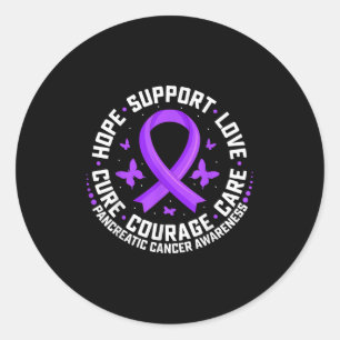 Hope Support Love Purple Ribbon Pancreatic Cancer  Classic Round Sticker