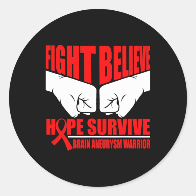 Hope Survive Brain Aneurysm Warrior  Classic Round Sticker (Front)