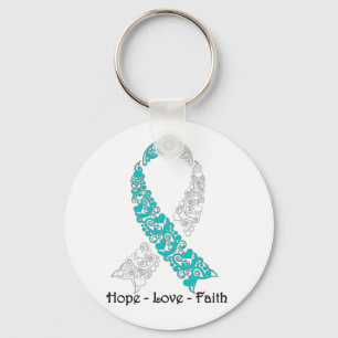 Hope Teal and White Hope Love Faith Key Ring