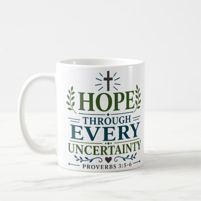 Hope Through Uncertainty Religious Hope Quote Coffee Mug (Left)