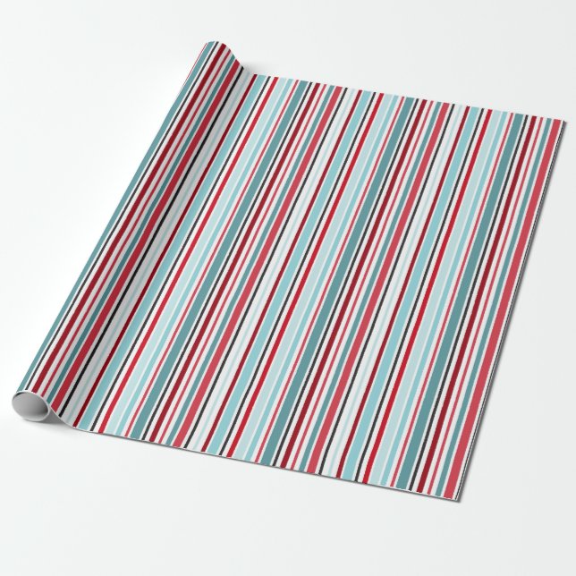 Hope Turquoise Stripe Wrapping Paper (Unrolled)