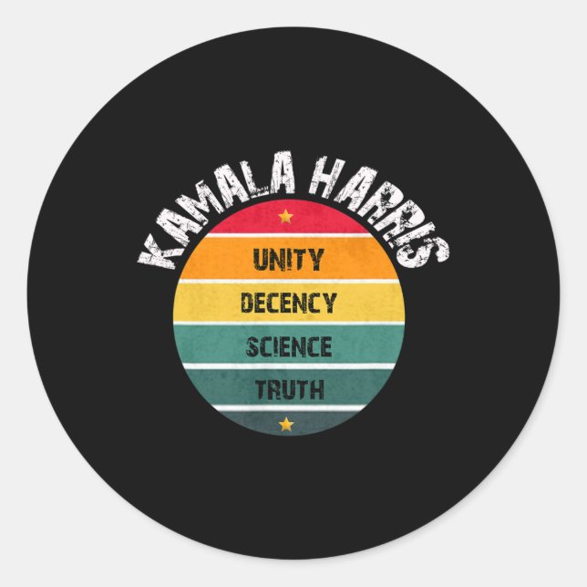 Hope Unity Decency Science Truth Inauguration 2021 Classic Round Sticker (Front)