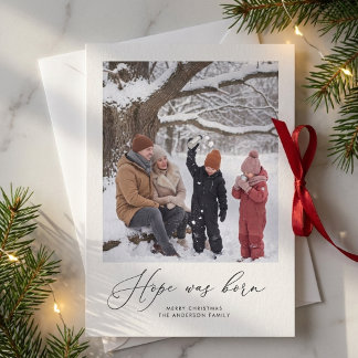 Hope Was Born | Religious Family Photo Christmas Holiday Card