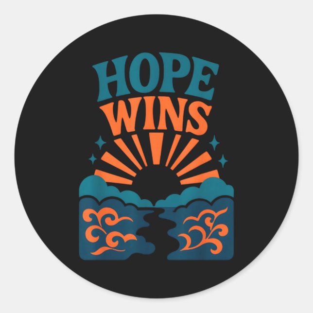 Hope Wins Romans 15_13 Sunrise Ocean Christian  Classic Round Sticker (Front)
