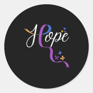 Hope Womens Bladder Cancer Awareness Ribbon Butter Classic Round Sticker