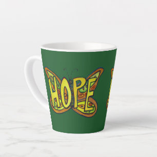 Hope Word Art Green Butterfly Wing Coffee Cup
