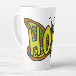 Hope Word Art Green Butterfly Wing Cup Latte Mug