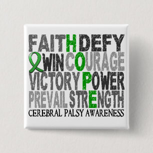 Hope Word Collage Cerebral Palsy 15 Cm Square Badge