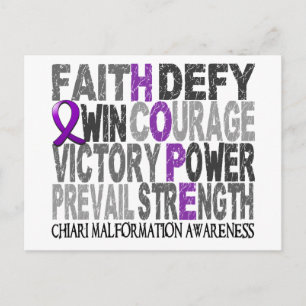 Hope Word Collage Chiari Malformation Postcard