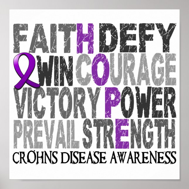 Hope Word Collage Crohn's Disease Poster (Front)