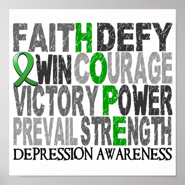 Hope Word Collage Depression Poster (Front)