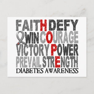 Hope Word Collage Diabetes Postcard