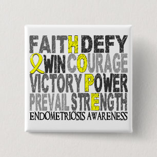 Hope Word Collage Endometriosis 15 Cm Square Badge