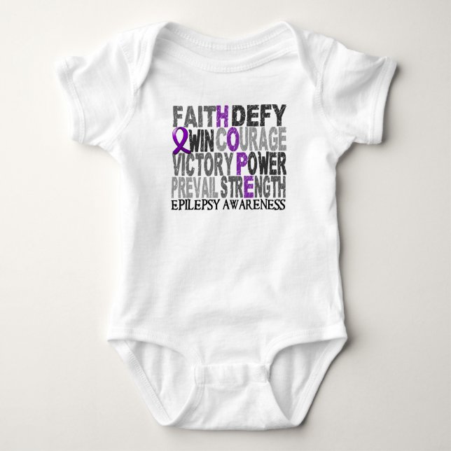 Hope Word Collage Epilepsy Baby Bodysuit (Front)