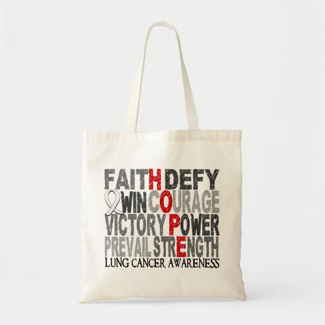 Hope Word Collage Lung Cancer Tote Bag (Front)