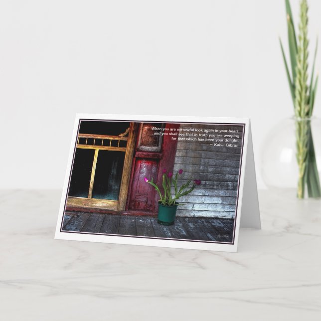 Hope Writ in Tulips: Gibran quote card (Front)