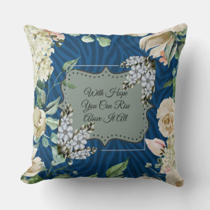 Hope You Can Rise Above Floral Blue Tiger Pillow