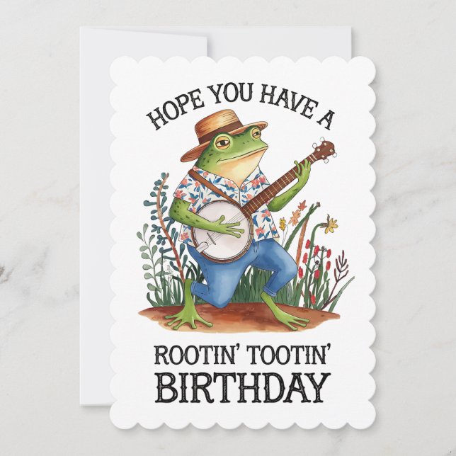 Hope You Have A Rootin' Tootin' Birthday Frog Invitation (Front)