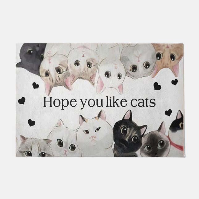 Hope You Like Cats, Cat Doormat, Cat Welcome Doormat (Front)