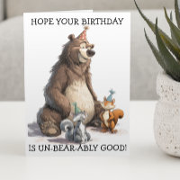 Hope Your Birthday Cute Bear and Squirrels