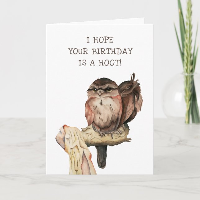 Hope Your Birthday Is A Hoot! Owl Card (Front)