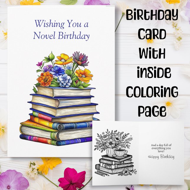 Hope Your Birthday is Novel | Inside Colouring Pag Card (Creator Uploaded)