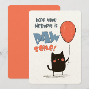 Hope Your Birthday is Pawsome! A Purrr-fect Cat! Invitation